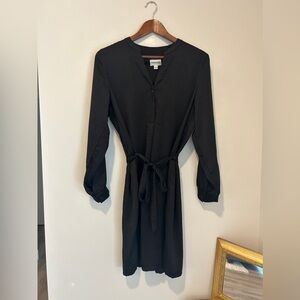 FRANK & OAK Satin Long Sleeve Dress ~ black ~ Size Small